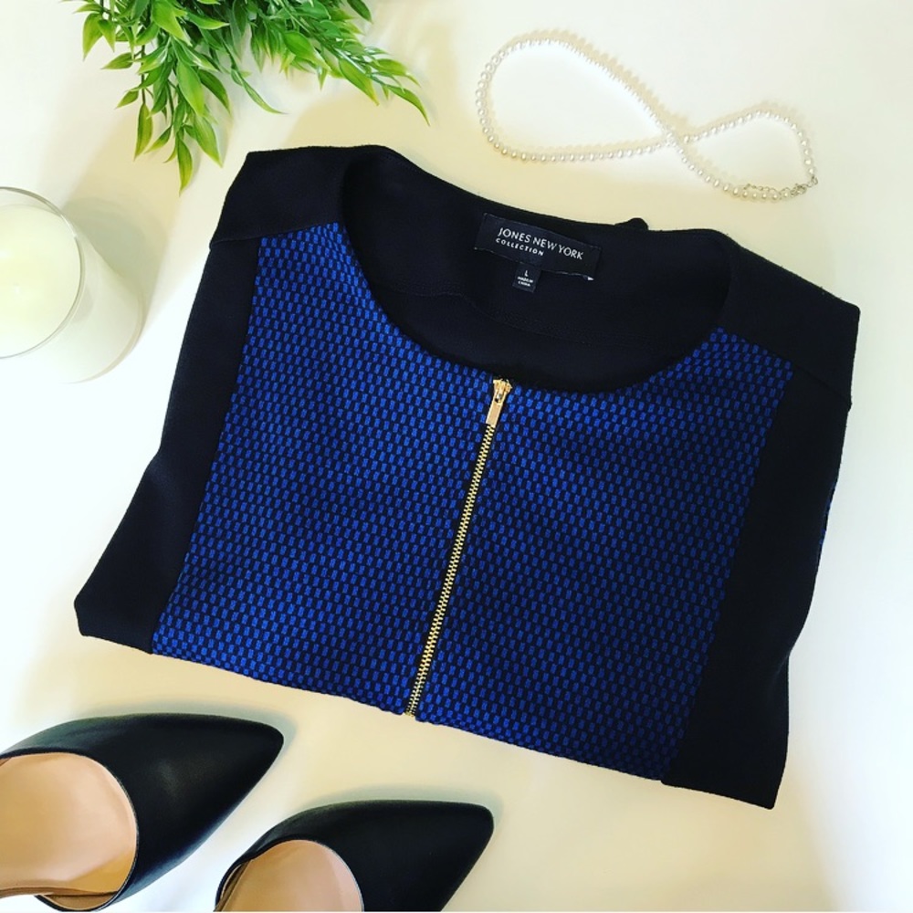 Jones New York Collection black blue blazer Large